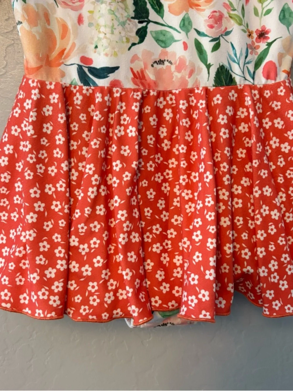 Cheeky Plum Farrah long sleeve coral and green floral leotard size 6
